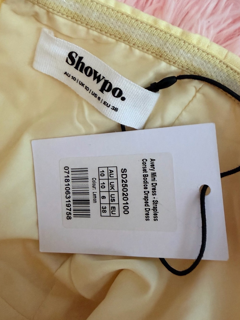 NWT Showpo AVERY Strapless Corset Mini Dress in Lemon Yellow size 6 - Picture 9 of 14